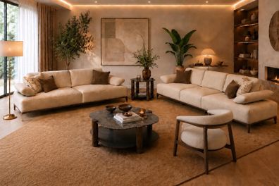 Wohnzimmer Set 4 + 3 + 1 Sofa Kombination Sessel Komfort Modern Premium