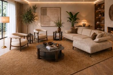 Stilvolles Wohnzimmer Set mit Ecksofa und zwei passenden Sesseln