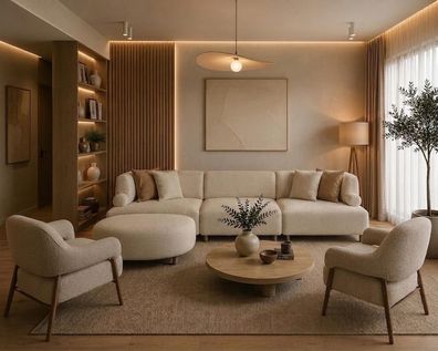 Wohnzimmer Set mit 4-Sitzer und zwei passenden Sesseln