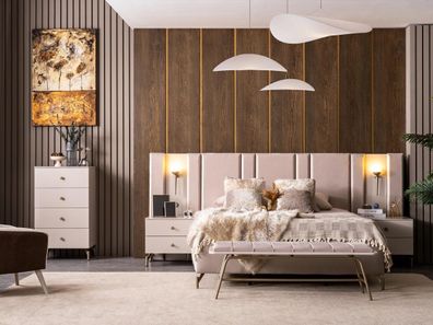 Schlafzimmer Set Bettanlage Bettbank Modern Beige Komfortabel Zeitlos