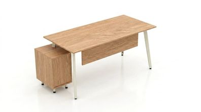 Büroschreibtisch mit Rollcontainer Eiche Computer Tisch