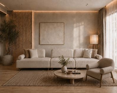 Modernes Wohnzimmer Set aus flexiblem 4-Sitzer und Einzelsessel