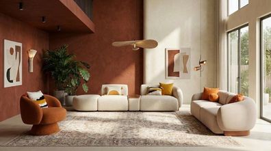 Set Wohnzimmer modern Sofa 4 Sitzer 3 Sitzer und Sessel Boucle
