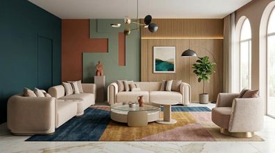 Wohnzimmer Möbel Set Sofa Funktionstisch Sessel Couchtisch Premium