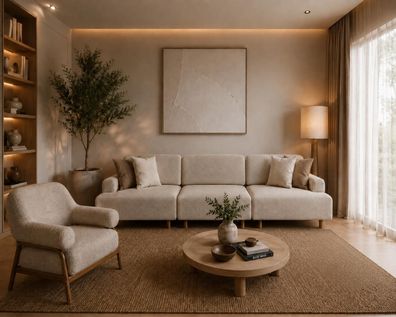 Modernes Wohnzimmer Set aus modularem 3-Sitzer und Einzelsessel