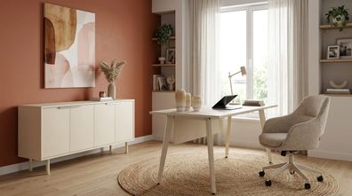 Set Schreibtisch Sideboard Modern Home Office Weiß Hochwertig