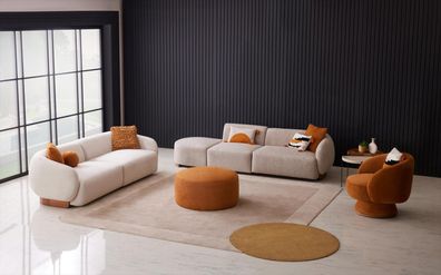 Elegantes Wohnlandschaft Set mit Sofas Sessel Hocker