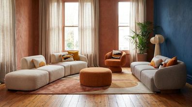 Wohnzimmer Set mit Sofas Sessel und Hocker Modern Luxus