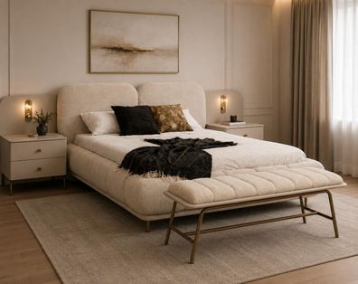Schlafzimmer Set Bettanlage Bettbank Modern Beige Minimalistisch Fein