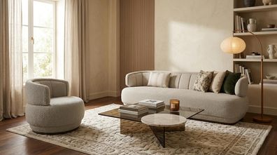 Sofa Set 3-Sitzer Sofa Sessel Hochwertig Modern Gepolstert Zeitlos