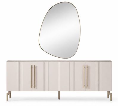 Esszimmer Set Kommode Spiegel Modern Beige Stilvoll Funktional Zeitlos