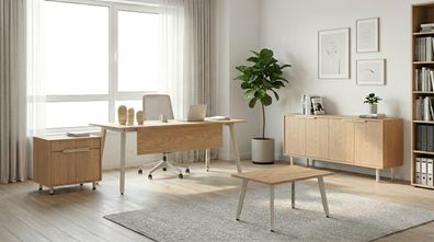 Set Schreibtisch Sideboard Beige Kommode Couchtisch Hochwertig