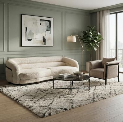 Sofa Set 3-Sitzer Sofa Sessel Hochwertig Modern Gepolstert Zeitlos