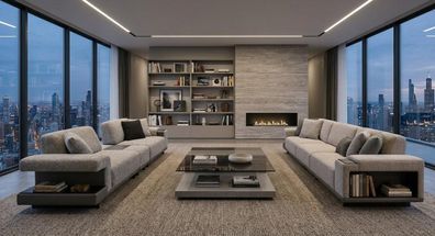 Wohnzimmer Set zwei modulare 3-Sitzer Sofas elegantes modernes Design