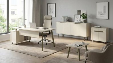 Modernes Büromöbel Set Schreibtisch Sideboard Kommode Weiß