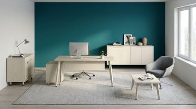 Büromöbel Komplettset Schreibtisch Sideboard Kommode Weiß Design