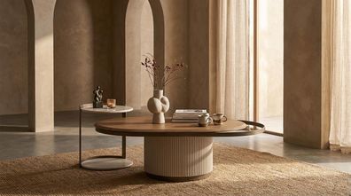 Couchtisch Set mit Beistelltisch Holz Modern Design