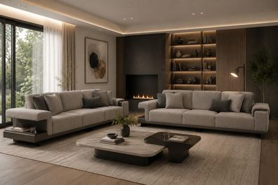 Elegantes Wohnzimmer Set Zwei 3-Sitzer Hoher Komfort Modern Design
