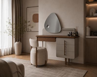Schlafzimmer Set Schminktisch Sitzhocker Modern Beige Harmonisch Fein