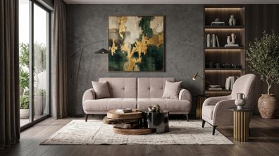 Beiges Wohnzimmer-Set 2-Sitzer-Sofa Stoffsofa und Sessel luxuriöse Sofas