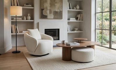 Sessel Set Couchtisch Satztisch Hocker Modern Weiss Edel Luxus Design