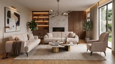 Modernes beiges Wohnzimmer-Set Sofas Stoffsofas Design-Sofas