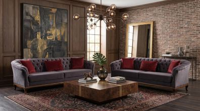 Graues modernes Wohnzimmer-Set Sofas Stoffsofas Designermöbel