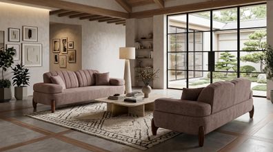 Beiges Wohnzimmer-Set Sofas weiche Stoffsofas moderner Stil