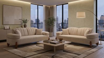 Beiges Wohnzimmer-Set Sofas Stoffsofas modern Designer-Möbel