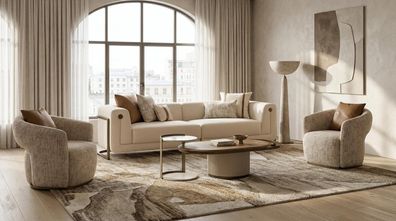Luxus Sofa Set mit 3 + 1 + 1 Sitzer Couchtisch Modern