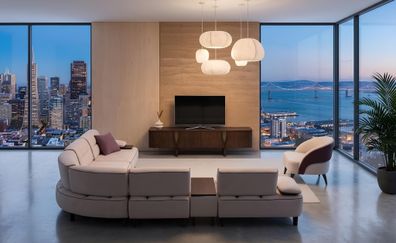 Wohnzimmer Set Ecksofa TV-Lowboard Sessel Modern Standfest Raffiniert