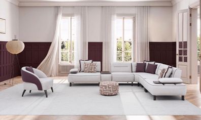 Wohnzimmer Set Ecksofa Sessel Modern Modulär Zweifarbig Einzigartig