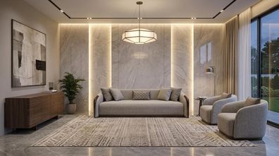 Sofa Set 3-Sitzer Sofa Sessel Hochwertig Modern Gepolstert Zeitlos