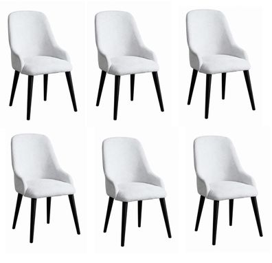 Weißes Stuhlset 6 Stühle gepolsterter Stuhl für das Esszimmer Stoffstuhl