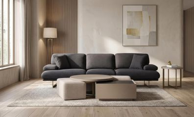Sofa Set Couchtisch Beistelltisch Hocker Modern Schwarz Edel Luxus