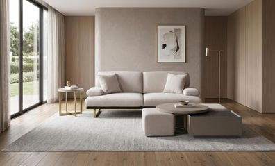Sofa Set Couchtisch Beistelltisch Hocker Modern Weiss Edel Luxus Stil