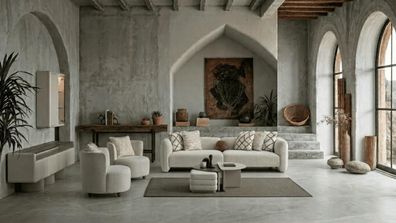 Modernes Wohnzimmer-Set 4 - Sitzer-Modulsofa 2 ? Sessel Couchtisch TV-Möbel