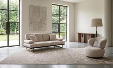 Sofa Set 3 Sitzer Sessel Modern Beige Edel Luxus Wohnzimmer Garnitur