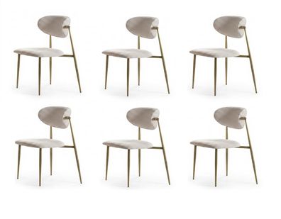 Stuhl Set Esszimmerstuehle Modern Beige Gold Edel Luxus Polsterstuh