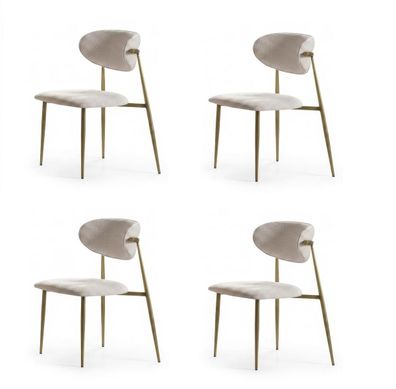 Stuhl Set Esszimmerstuehle Modern Beige Gold Edel Luxus Polsterstuhl
