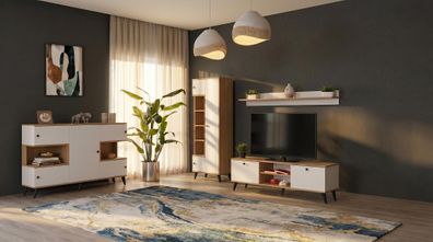 Modernes weißes TV-Set Konsole TV-Unterschrank Regal Bücherregal