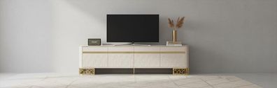Weiss TV Lowboard mit Gold Akzenten Modern Luxus