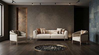 Stilvolles Wohnlandschaft Set mit 3 + 1 + 1 Sitzer und Sesseln