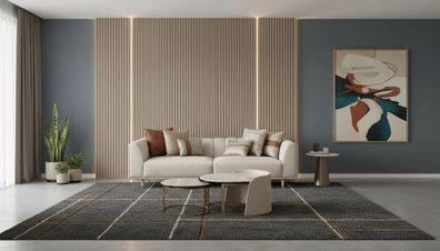 Moderne Wohnzimmer Garnitur mit 3 Sitzer Sofa und Couchtisch