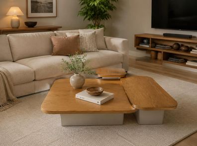 Wohnzimmer Tisch Set Couchtisch Rechteckig mit Beistelltischen