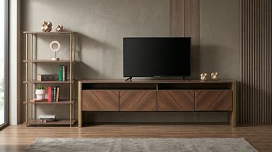 Wohnzimmer Set TV Schubladenblock Bücherregal Modern Design Eleganz