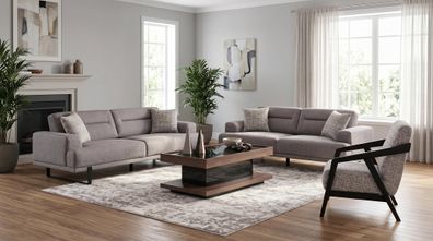 Wohnzimmer-Set mit 3 + 3 + 1-Sitzer und großzügiger Sitzfläche