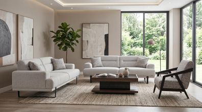Komfortables Wohnzimmer-Set mit 3 + 3 + 1-Sitzer für moderne Wohnräume