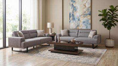 Komfortables Wohnzimmer-Set mit 2x 3-Sitzer für moderne Wohnräume