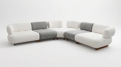 Modernes Designer Ecksofa L-Form zeitloses Design Weiß Wohnzimmer